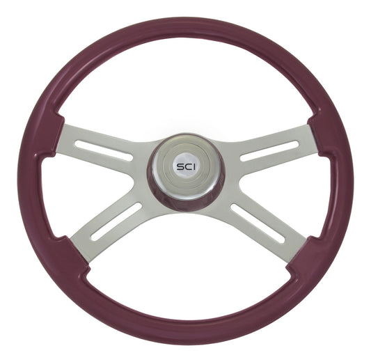 18" Steering Wheel Classic Purple 4-Spoke with Matching Bezel