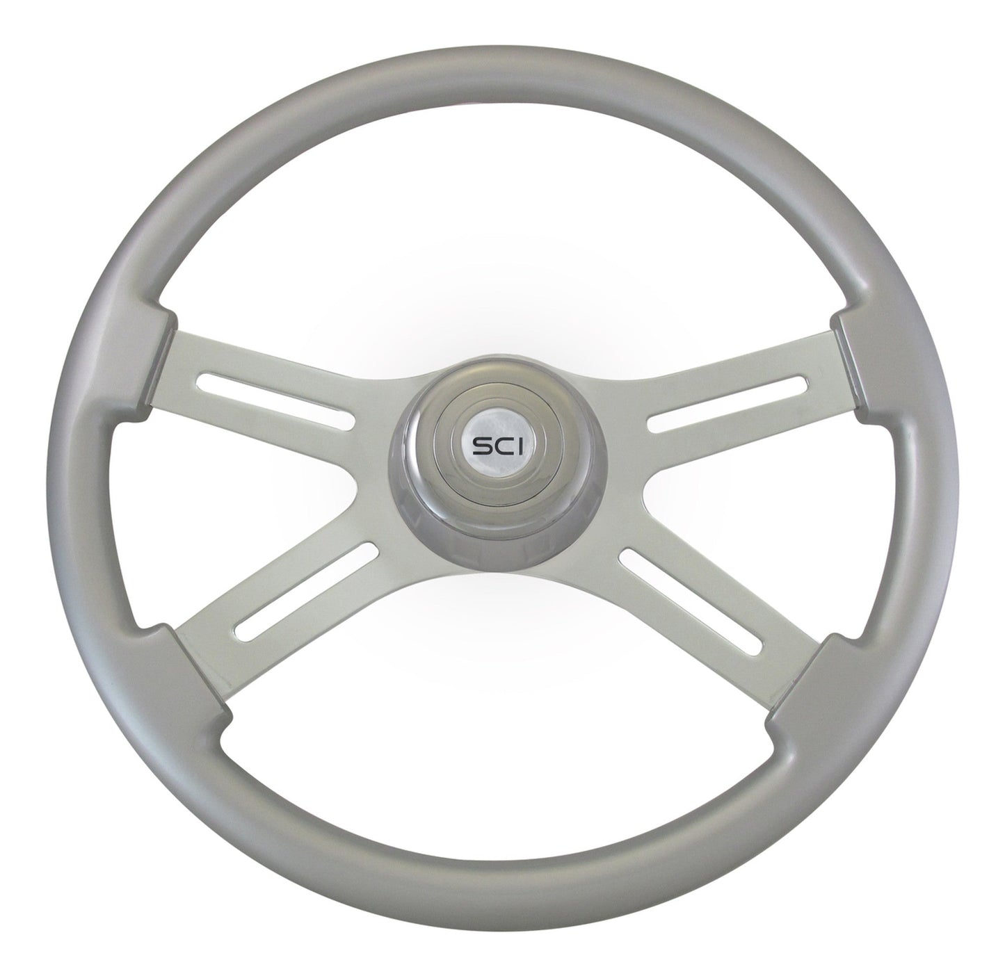 18" Steering Wheel Classic Silver 4-Spoke with Matching Bezel