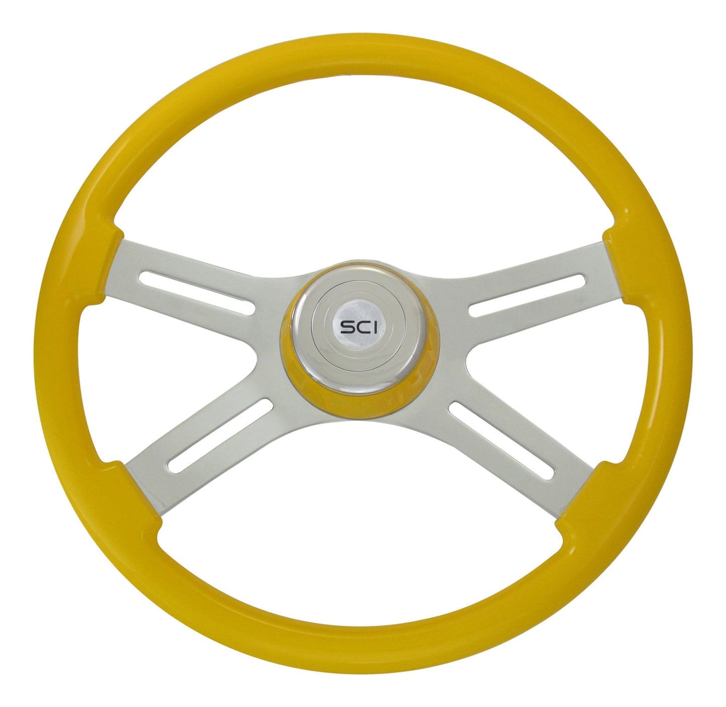 18" Steering Wheel Classic Yellow 4-Spoke with Matching Bezel