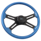 18" Steering Wheel Midnight Blue Blue Rim, Matte Black 4-Spoke w/Slot Cut Outs, Matte Black Bezel, Matte Black HB