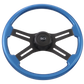 18" Steering Wheel Midnight Blue Blue Rim, Matte Black 4-Spoke w/Slot Cut Outs, Matte Black Bezel, Matte Black HB