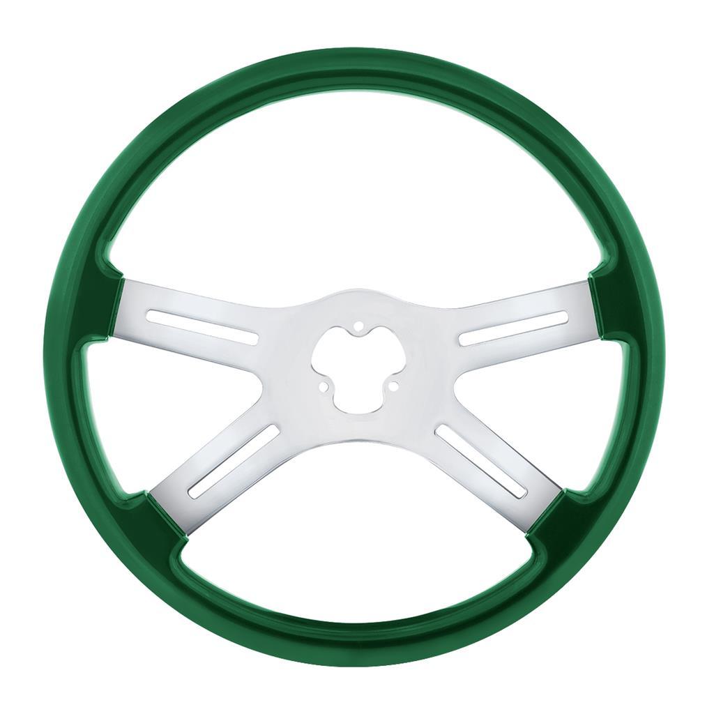 18" Vibrant Color 4 Spoke Steering Wheel - Emerald Green