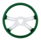 18" Vibrant Color 4 Spoke Steering Wheel - Emerald Green