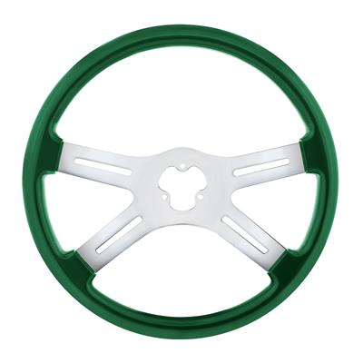 18" Vibrant Color 4 Spoke Steering Wheel - Emerald Green