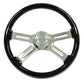 18" Wood Steering Wheel - 4 Spoke Classic (BLACK)