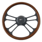 18" Wood Steering Wheel Black Matte 4-Spoke - Phoenix