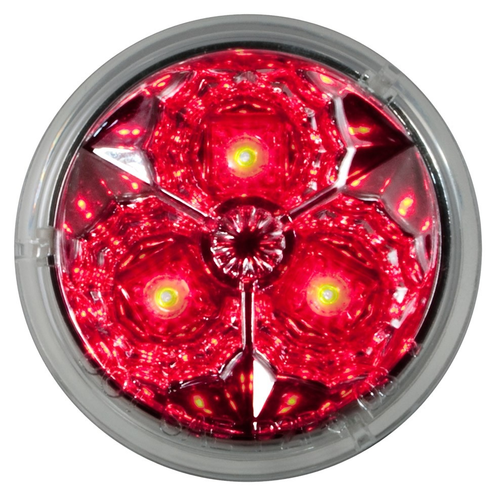 2 Round 3 Led Light (Red Leds / Clear Lens) - Lighting & Accessories