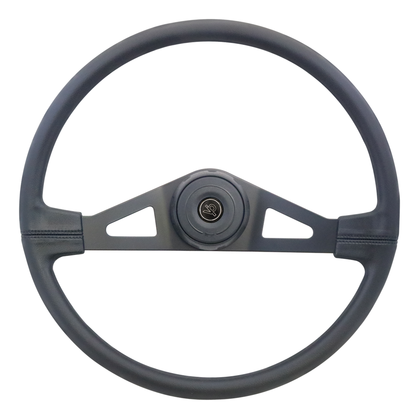 20" Polyurethane Rim Steering Wheel (3 holes), Black 2-Spoke w/Triangle Cut Outs, Black Textured Bezel, VIP Black H.B