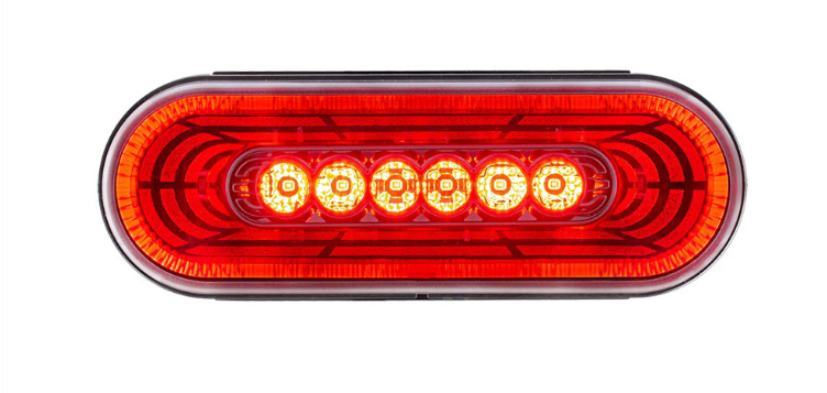 22 LED 6" Oval Abyss Light (Stop, Turn & Tail) - Red LED/Clear Lens