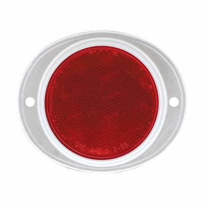 3 3/16" Round Reflector W/ Aluminum Mounting Base - Red