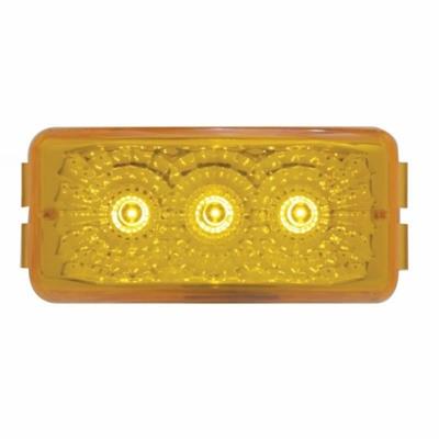 3 Amber Led Small Rectangular Reflector Clearance/Marker Light - Amber Lens