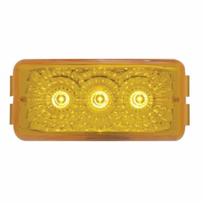 3 Amber Led Small Rectangular Reflector Clearance/Marker Light - Amber