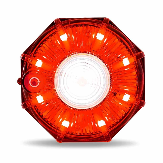 3" Dual Color Red/White Portable/Magnetic/Hangable Hazard LED Light (9 Diodes)