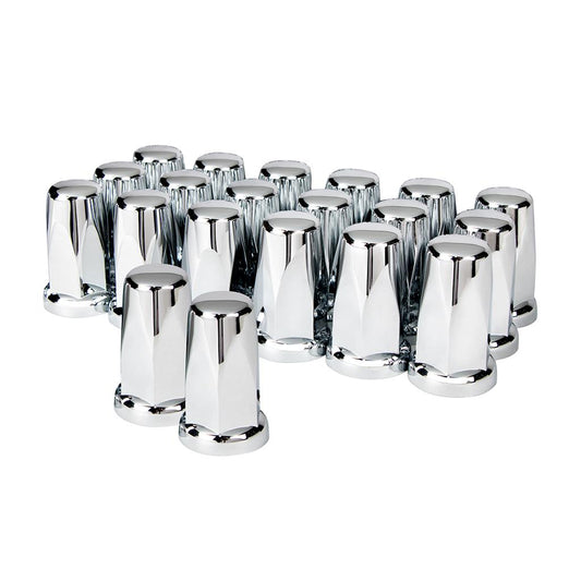 33mm x 3 1/4" Chrome Plastic Tall Nut Cover w/ Flange - Push-On (20 Pack)