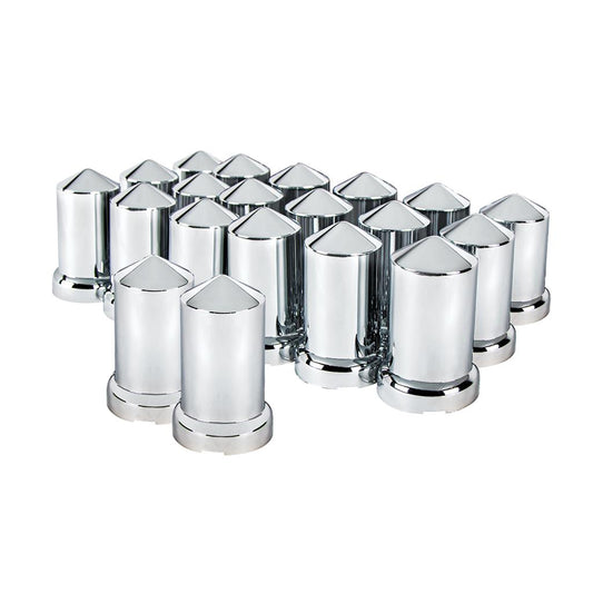 33mm x 3 3/16" Chrome Plastic Pointed Nut Cover w/ Flange - Push-On (20 Pack) 10117