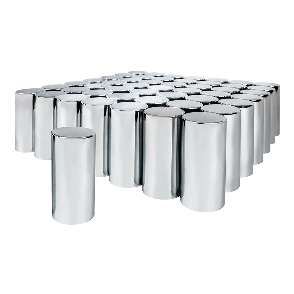 33mm X 4-1/4" Chrome Plastic Tall Cylinder Nut Cover - Thread-On (60 Pack)