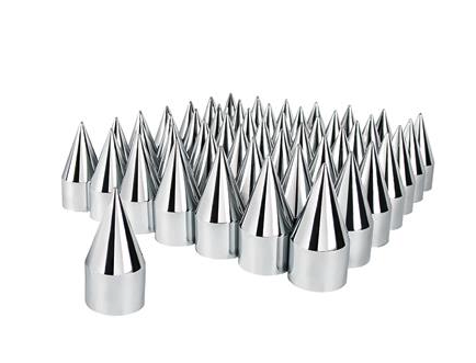 33mm X 4-1/8" Chrome Plastic Spike Nut Covers - Thread-On (60-Pack)