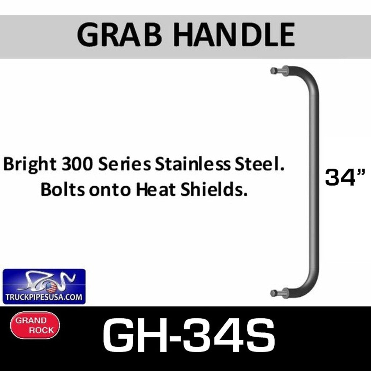 34" Grab Handle Bright Stainless Steel GH-34S