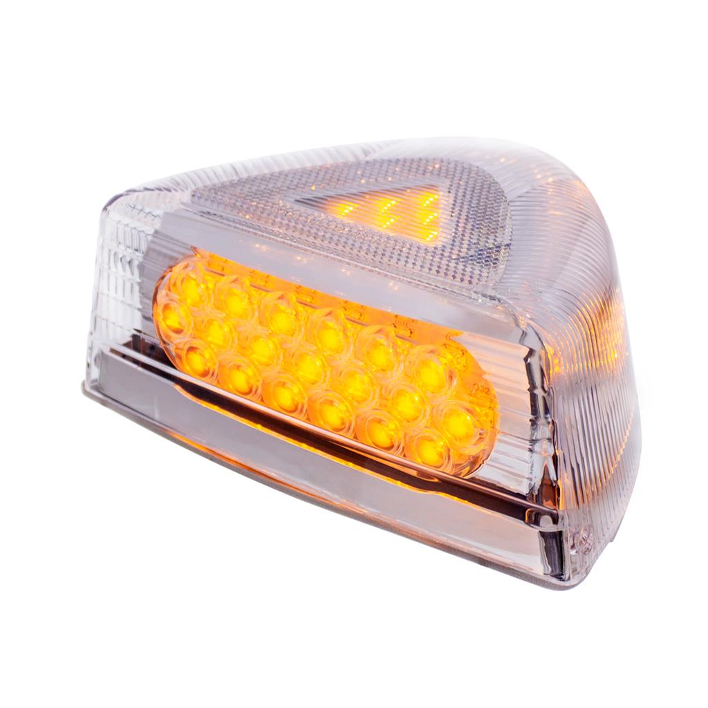 37 LED Peterbilt Turn Signal Light w/ Chrome Base - Amber LED/Clear Lens