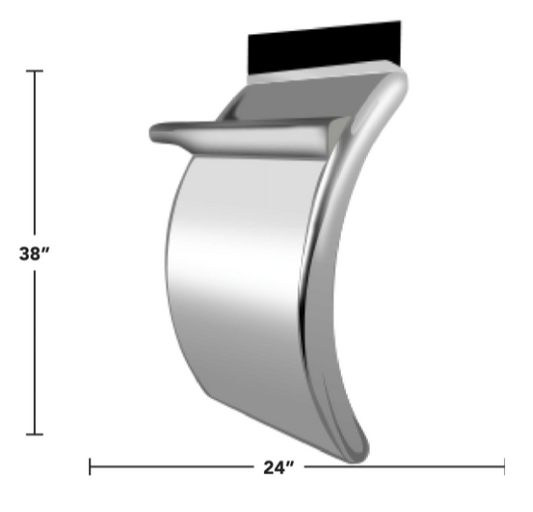 38″ CURVED DROP QUARTER FENDERS W/ TRIANGLE MOUNTS STAINLESS STEEL