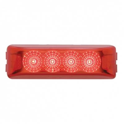 39464 - 4 Red Led Rectangular Reflector Light - Red Lens