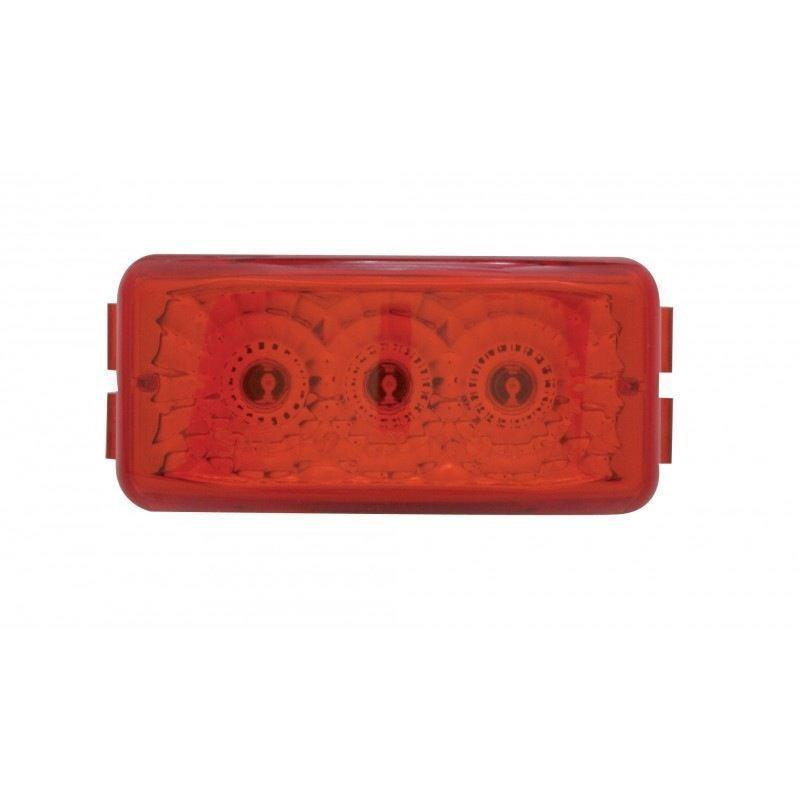 3 Red Led Small Rectangular Reflector Clearance/marker Light - Lens - Lighting & Accessories