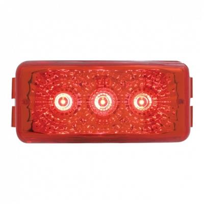 39524 - 3 Red Led Small Rectangular Reflector Clearance/Marker Light - Red Lens