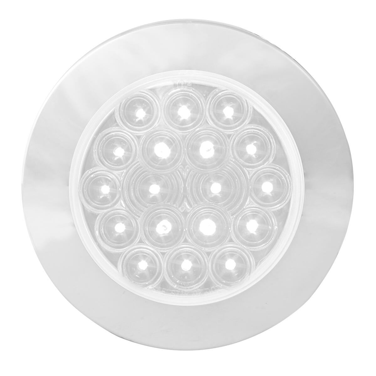 4″ Fleet Flat Surface Mount Back Up White LED Light With Chrome Twist & Lock Bezel 3 Wires