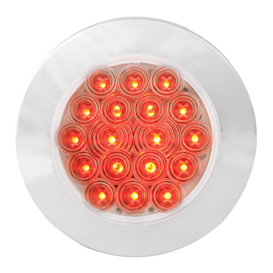 4" Red/Clear Fleet Flange Mount LED Light with Chrome Twist & Lock Bezel in 3 Wires