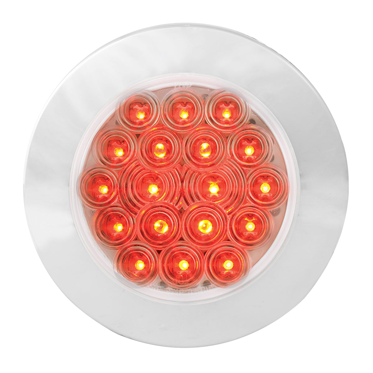4″ Red/Clear Fleet Flange Mount LED Stop Light With Chrome Twist & Lock Bezel in Standard 3-Prong