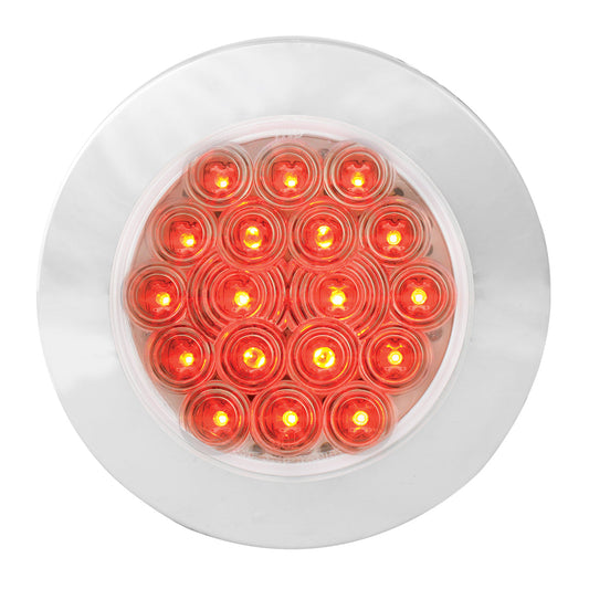 4″ Red/Clear Fleet Flange Mount LED Stop Light With Chrome Twist & Lock Bezel in Standard 3-Prong