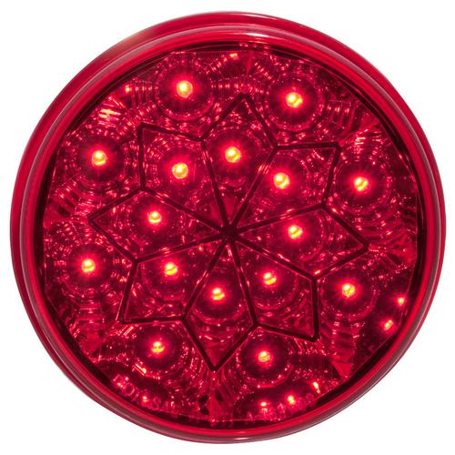 4" Star Led Light Red/Red Lens 16 LED