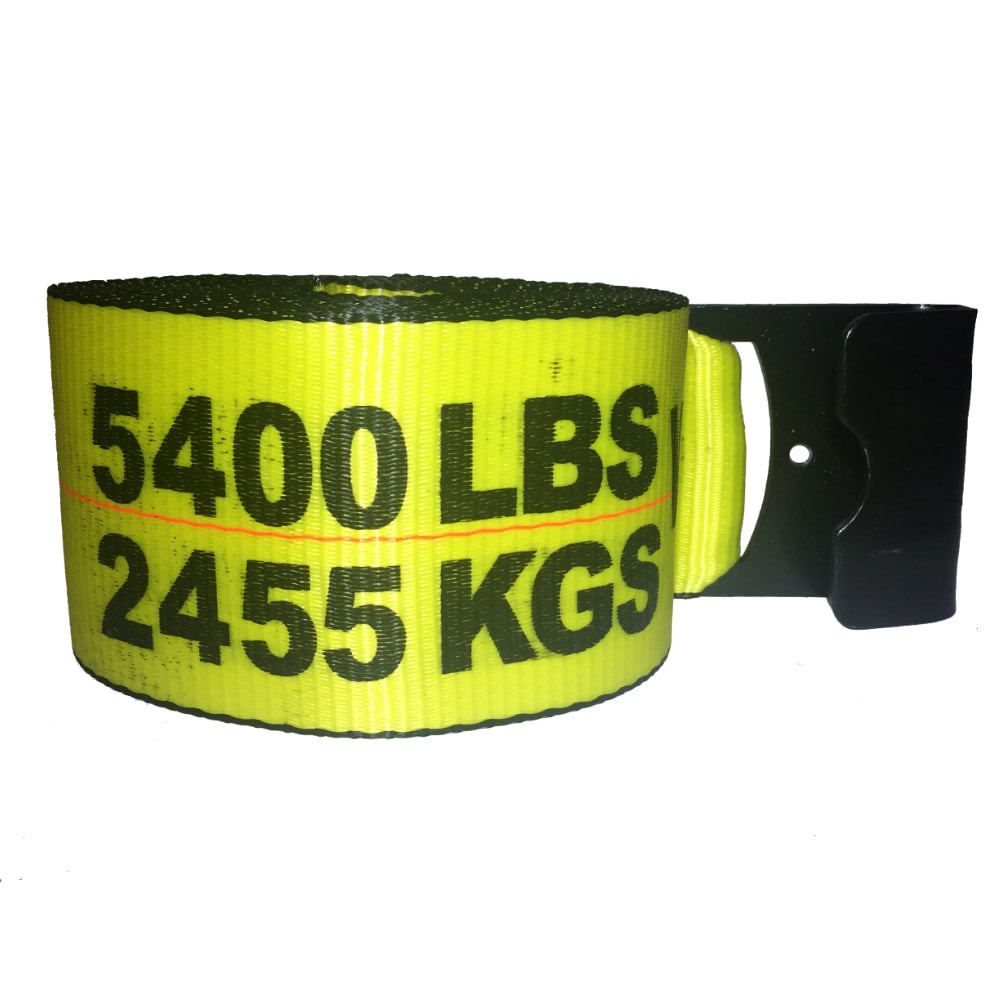 4” x 30’ Winch Strap using # 215 Flat Hook. 5,400Lbs