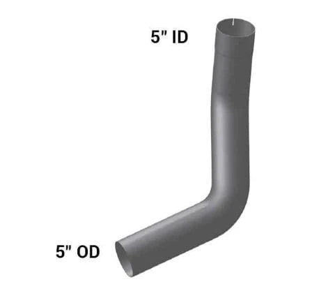 5" 2-Bend Id/Od Pipe Right Chr Kenworth