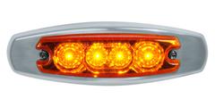 5" Star Led Marker Light Amber/Amber 3 Cables 2 Functions Stainless Steel Bezels