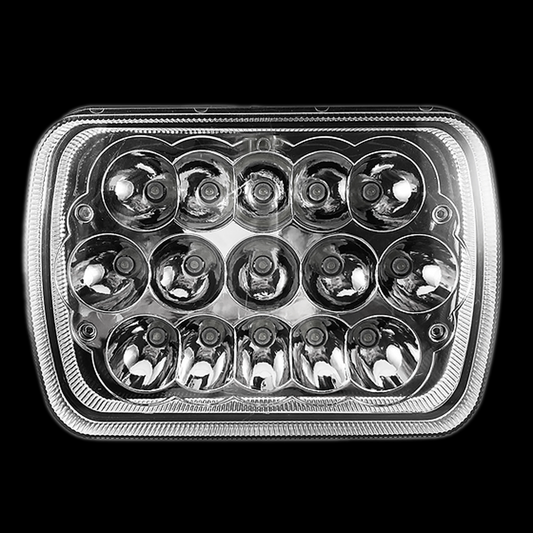 5" x 7" LED Headlight. High & Low Bean. High: 2,700 Lumens. Low: 1,800.