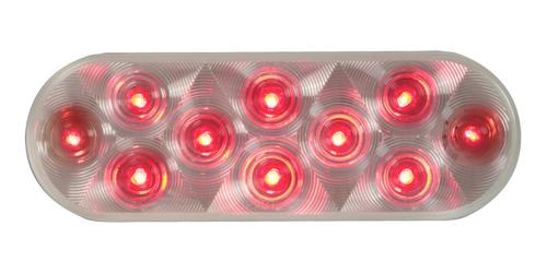6" Oval Led Light Red/Clear Lens