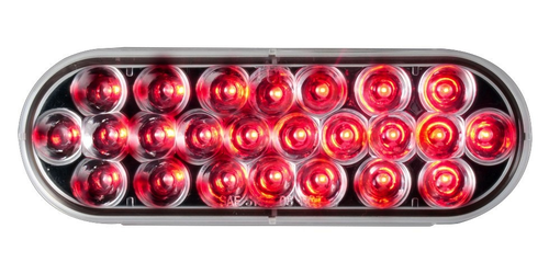 6" Oval LED Light Red/Clear Lens