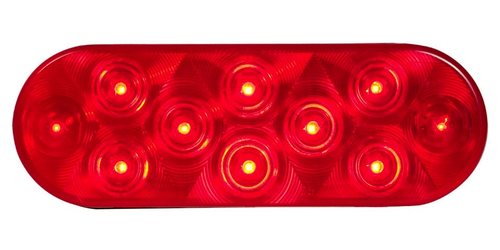 6" Oval Led Light Red/Red Lens