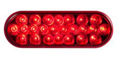 6" Oval Led Light Red/Red Lens