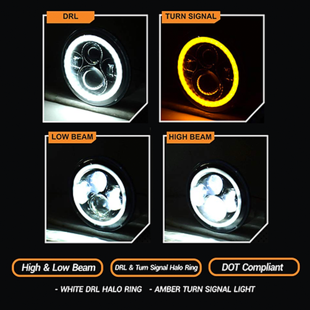 7" Round Projector Led Headlight High and Low