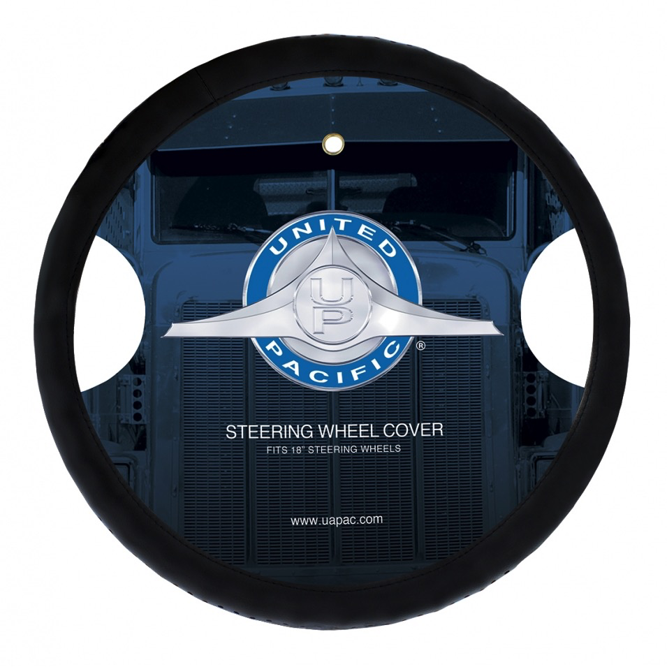 18 Perforated Leather Steering Wheel Cover - Blue Wheels
