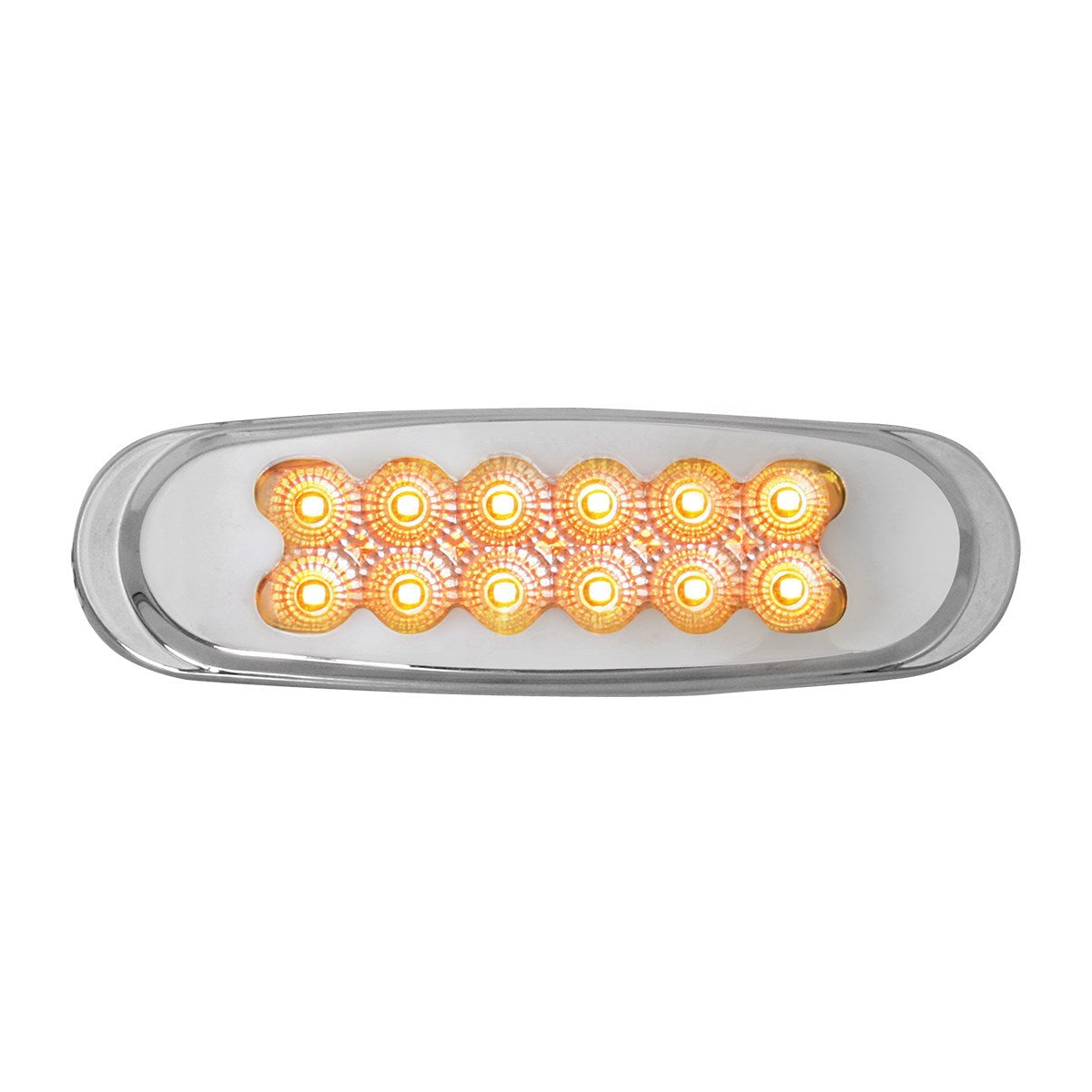 76701GG - Ultra Thin Spyder 12 LED Marker Light w/ Chrome Plastic Matrix Bezel Clear/ Amber