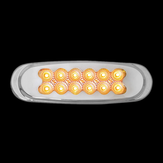 76701GG - Ultra Thin Spyder 12 LED Marker Light w/ Chrome Plastic Matrix Bezel Clear/ Amber