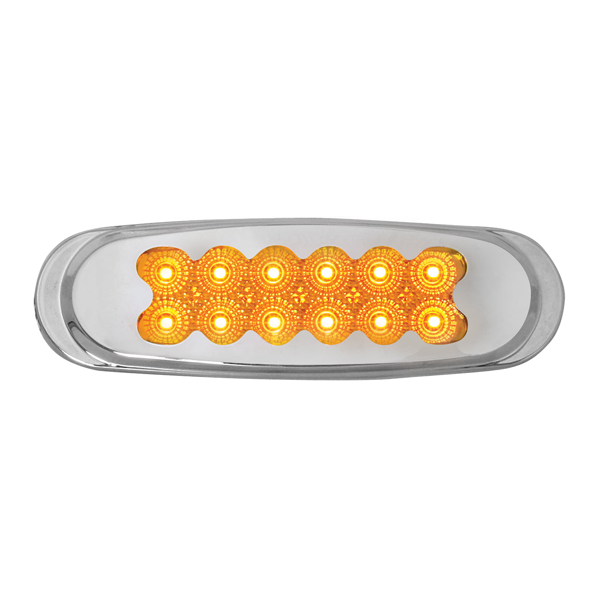 76705GG - Ultra Thin Spyder 12 LED Marker Light w/ Chrome Plastic Matrix Bezel -DUAL Function- Amber/Amber