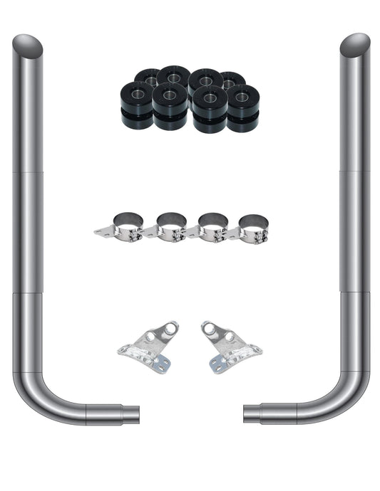 8″ FLAT TOP COMPLETE EXHAUST KIT W/ 90° SHORT ELBOWS (FREIGHTLINER)