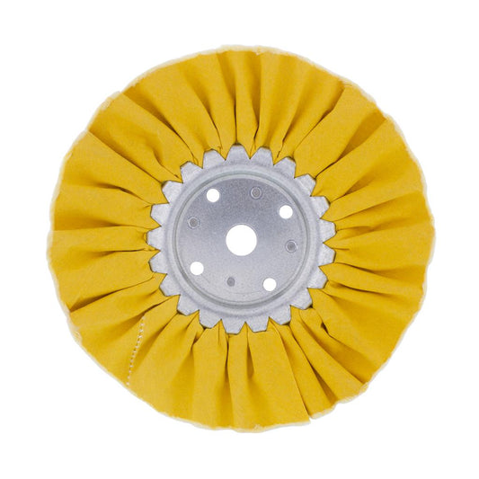 8" Yellow Treated Airway Buff - 16 Ply, 5/8" & 1/2" Arbor