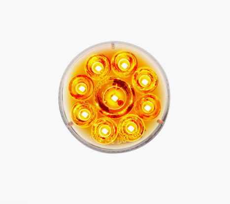 9 LED 2.5" Round Pure Reflector Light (Clearance/Marker) - Amber LED/Clear Lens