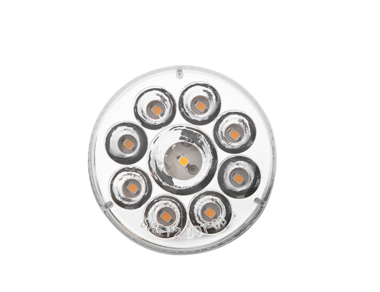 9 LED 2.5" Round Pure Reflector Light (Clearance/Marker) - Red LED/Clear Lens