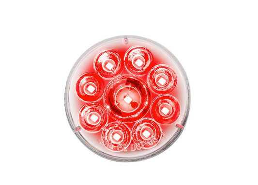 9 LED 2.5" Round Pure Reflector Light (Clearance/Marker) - Red LED/Clear Lens